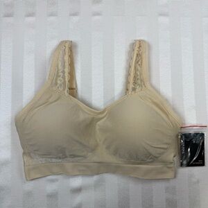 Underoutfit The Adjustable Comfort Bra Lace Straps Sand Style 445 Sz Large NWT